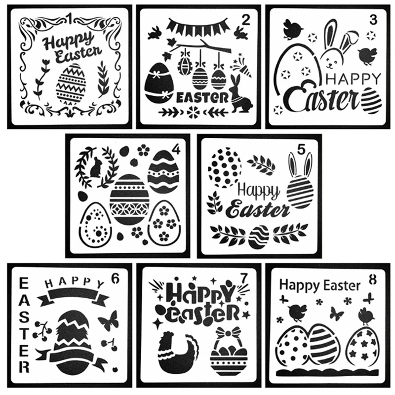1 комплект Пасхальных трафаретов Happy Easter Skeleton Sketchpad Patterns Праздничный шаблон для рисования, декоративный многоразовый для детей