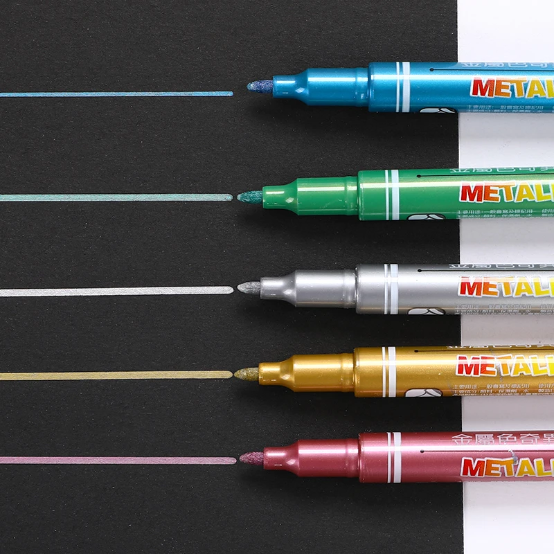 1 шт. Пластиковая Металлическая тканевая Цветная ручка для заметок, водонепроницаемая быстросохнущая ручка для подписи Металлического цвета, Маркер для стекла