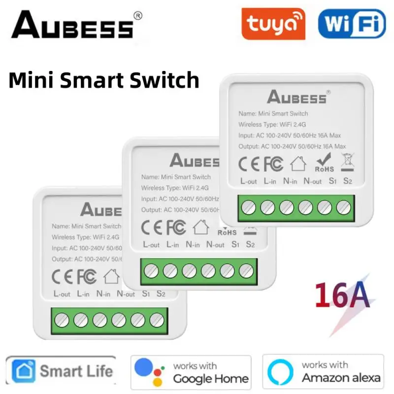 16A Tuya Wifi Mini Smart Switch 2-полосный таймер управления Умный дом Приложение Smart Life Дистанционное управление Работа с Alexa Google Home