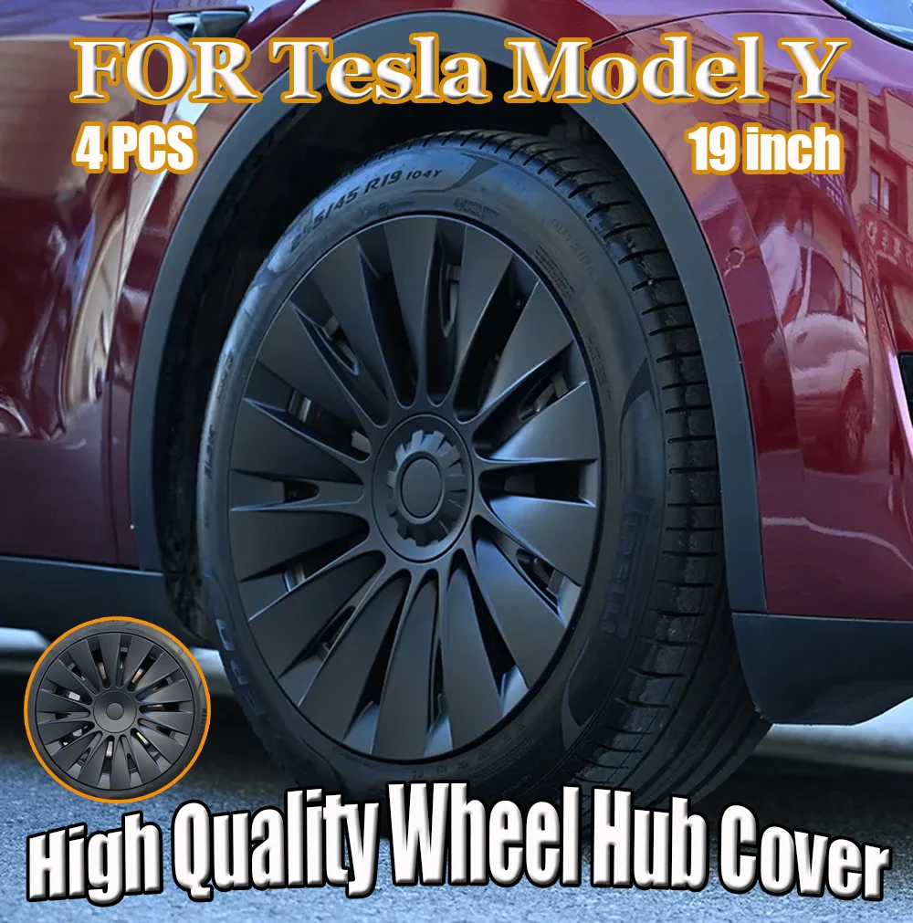 19-дюймовый колпачок для колеса Tesla Model Y, 4 шт. Сменный колпачок для колеса автомобиля высокого качества, подходит для Tesla Model Y 2018-2023