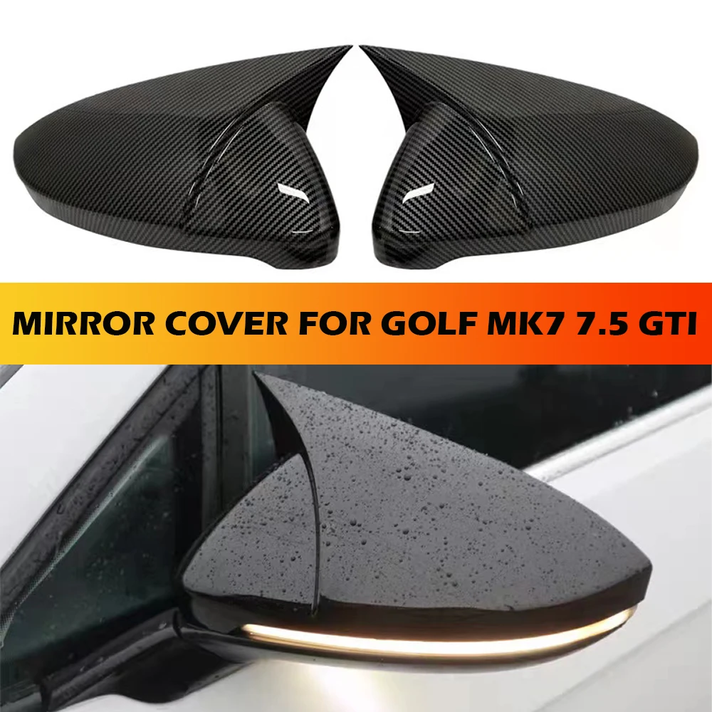 2шт Боковые крышки зеркал заднего вида из черного глянцевого углеродного волокна для VW Golf MK7 7.5 GTI GTD GTE
