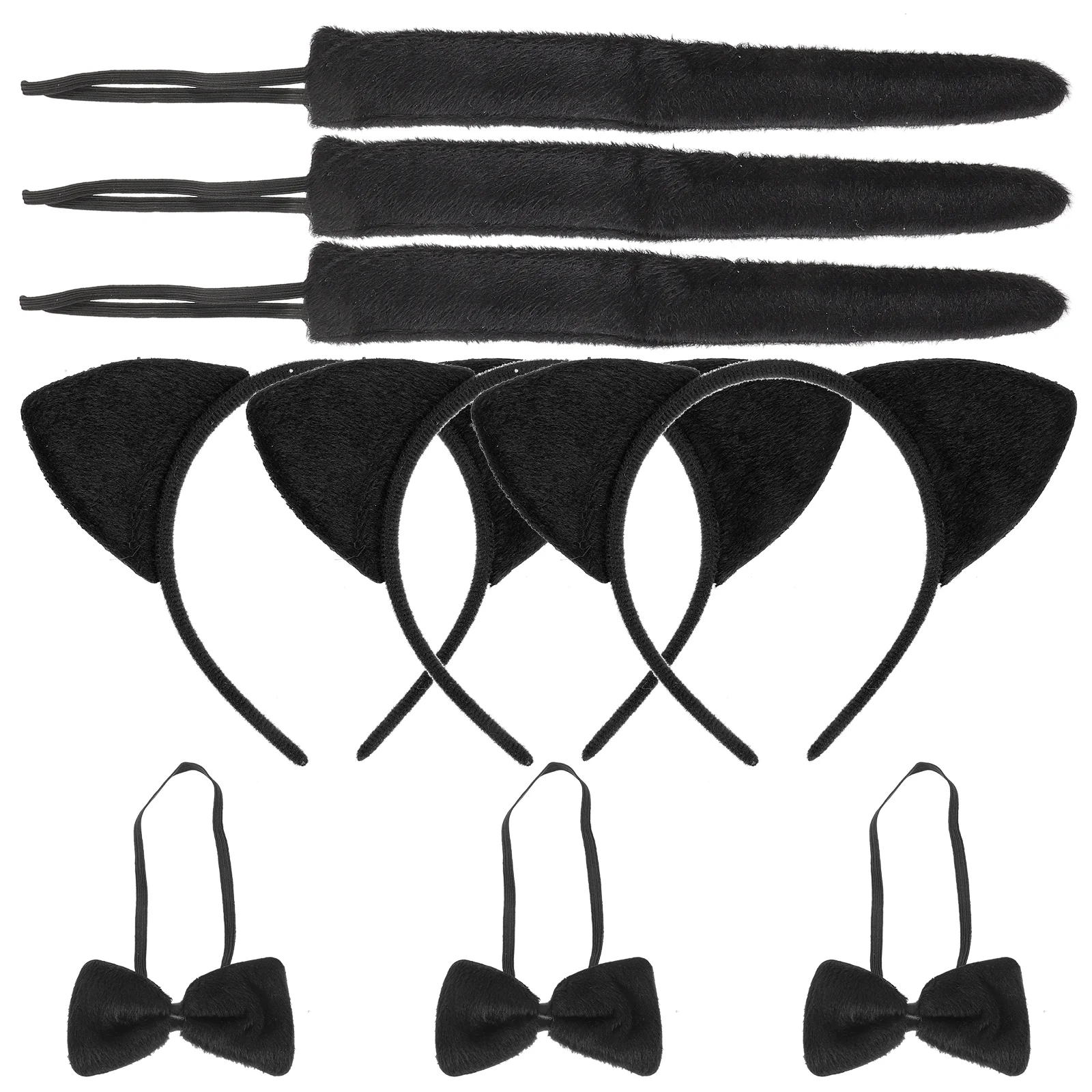 3 комплекта кошачьих ушей, повязка на голову, колье, хвост, аксессуары для костюмов животных для косплея