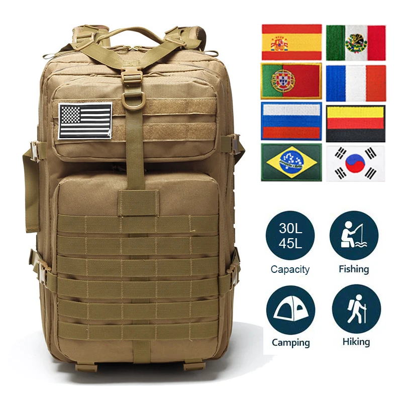 30 л или 50 л Тактический рюкзак для мужчин, 1000D Нейлоновая водонепроницаемая сумка, Спортивный рюкзак для активного отдыха, Походный рюкзак для кемпинга, Военный охотничий рюкзак