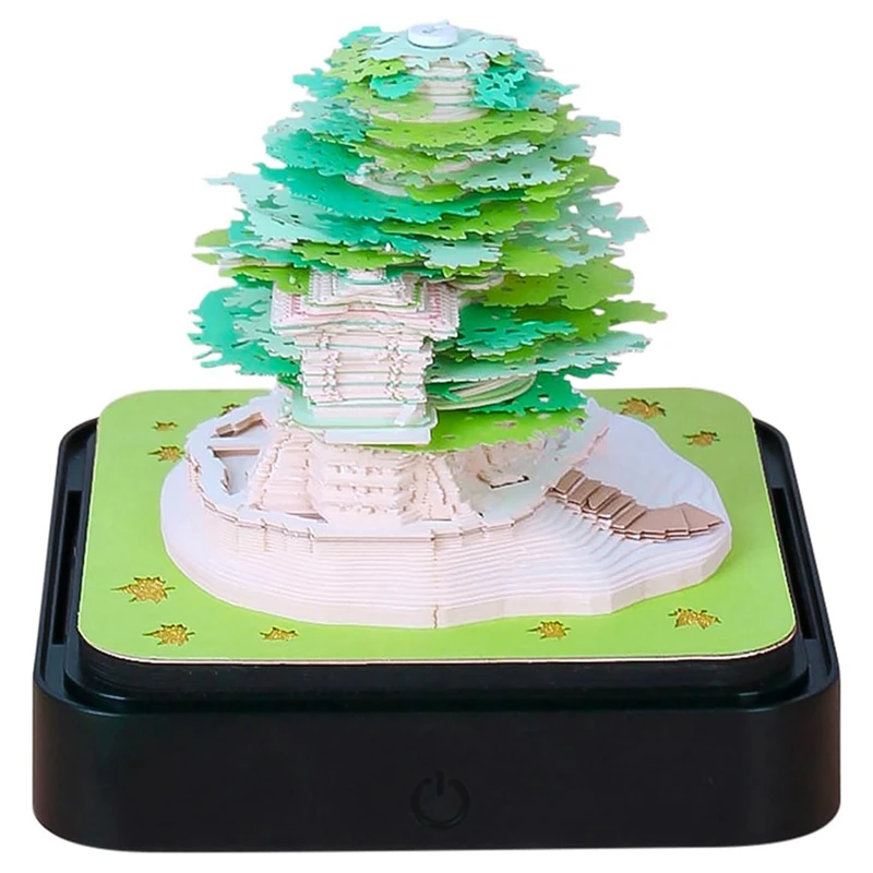 3D Art Calendar Memo Pad 2024, Креативные Часы-Календарь Sakura Tree Rip Away Бумажная Резьба Липкая Заметка DIY