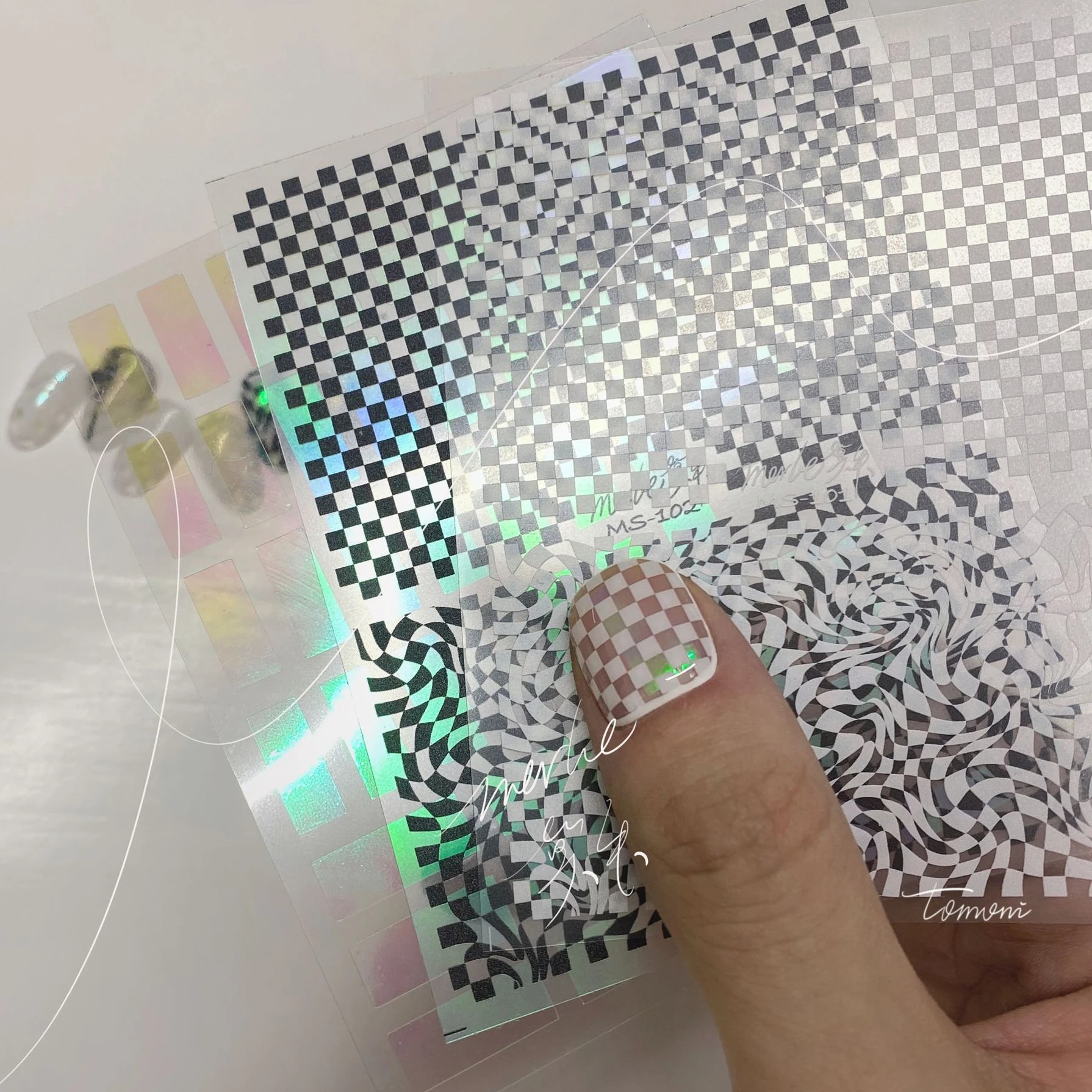 3D Бумага для конфет цвета Авроры, самоклеящиеся украшения для ногтей, наклейки для маникюра с клетчатым рисунком, оптовая продажа, прямая поставка