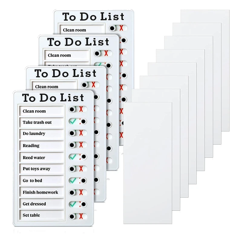 4 шт. доска для заметок со списком дел, съемная доска для сообщений, пластиковый контрольный список RV, доска для личного расписания с 8 карточками