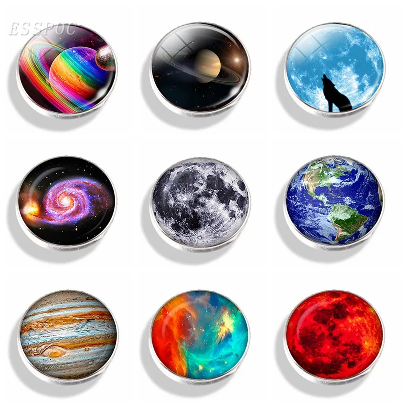 5 шт./лот 18 мм Стеклянные кнопки-кабошоны с изображением Галактики, туманности и планеты, ювелирные изделия 