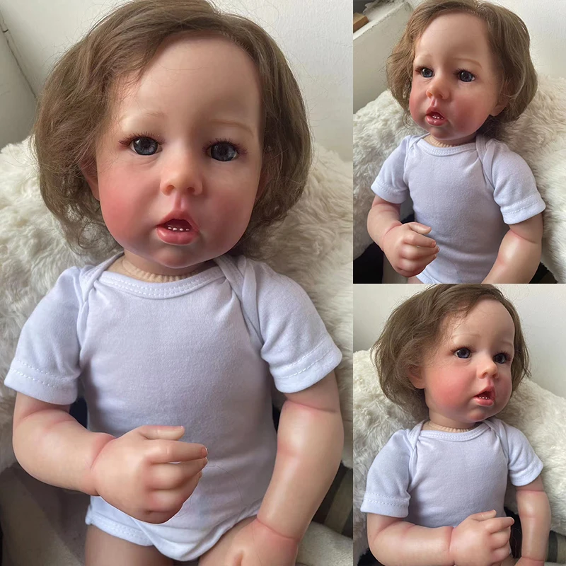 55 СМ Реалистичная Кукла-Реборн для малышей Liam с короткими волосами, 3D Окрашенная Кожа с Видимыми Венами, Укорененные Вручную Волосы, Коллекционная Художественная Кукла