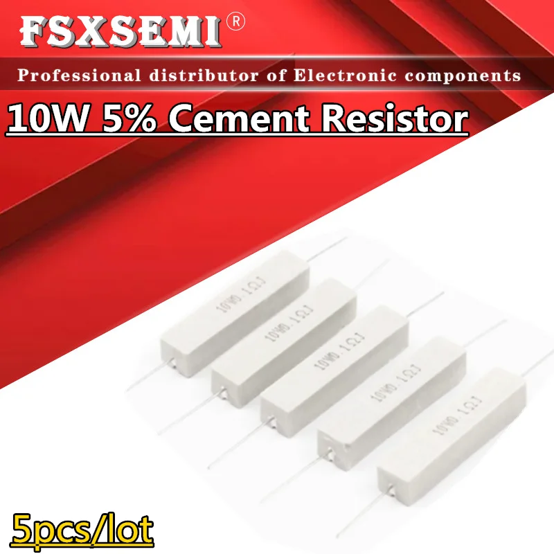 5шт 10 Вт 5% Керамический цементный резистор 0,1 R ~ 10K 0,1R 0,5R 10R 50R 0.22 0.33 0.5 1 2 5 8 10 15 20 25 30 100 1K 2K 3K 5.1K 4.7K ом