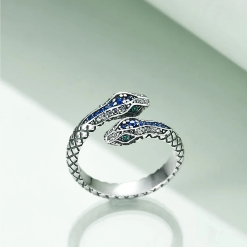 652F Винтажное кольцо в стиле панк, неправильной формы, кольцо на палец, Регулируемое кольцо в виде змеи, модные женские украшения Для девочек, открытые кольца универсального размера
