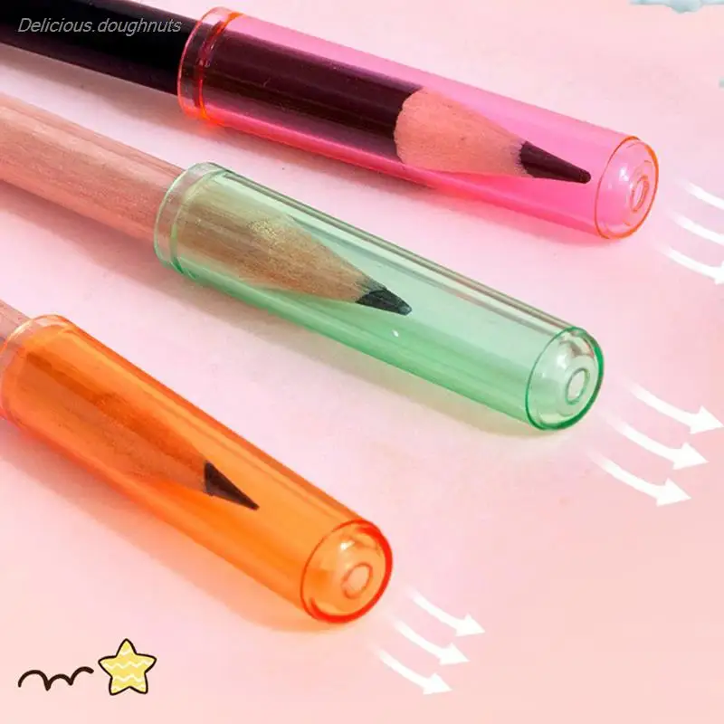 6ШТ Прозрачный пластиковый удлинитель для карандашей яркого цвета, защитный колпачок для ручки, колпачок для карандашей, чехол для карандашей для канцелярских принадлежностей для детей-студентов