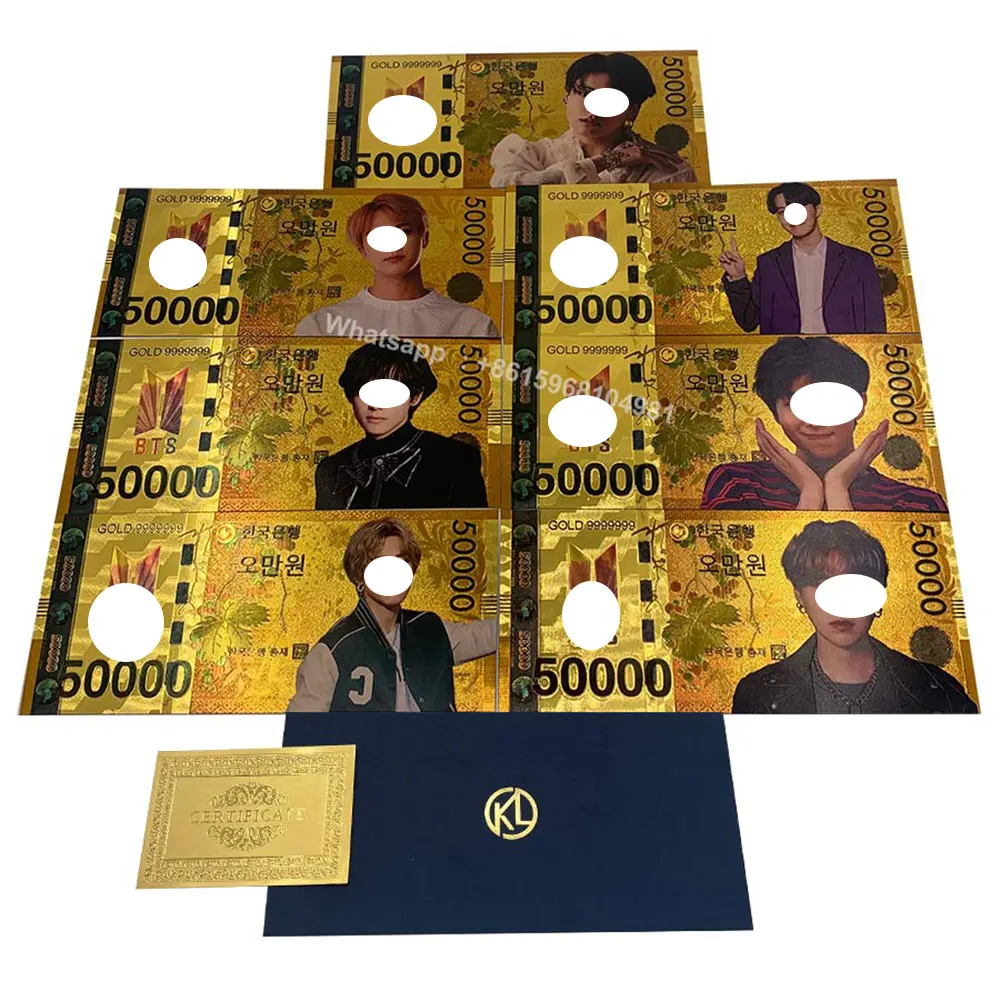 7 шт. / компл. Золотая Банкнотная карта Kpop Idol, Альбом для золотых открыток, Новая коллекция подарков для фотопечати, фанатов изображений.
