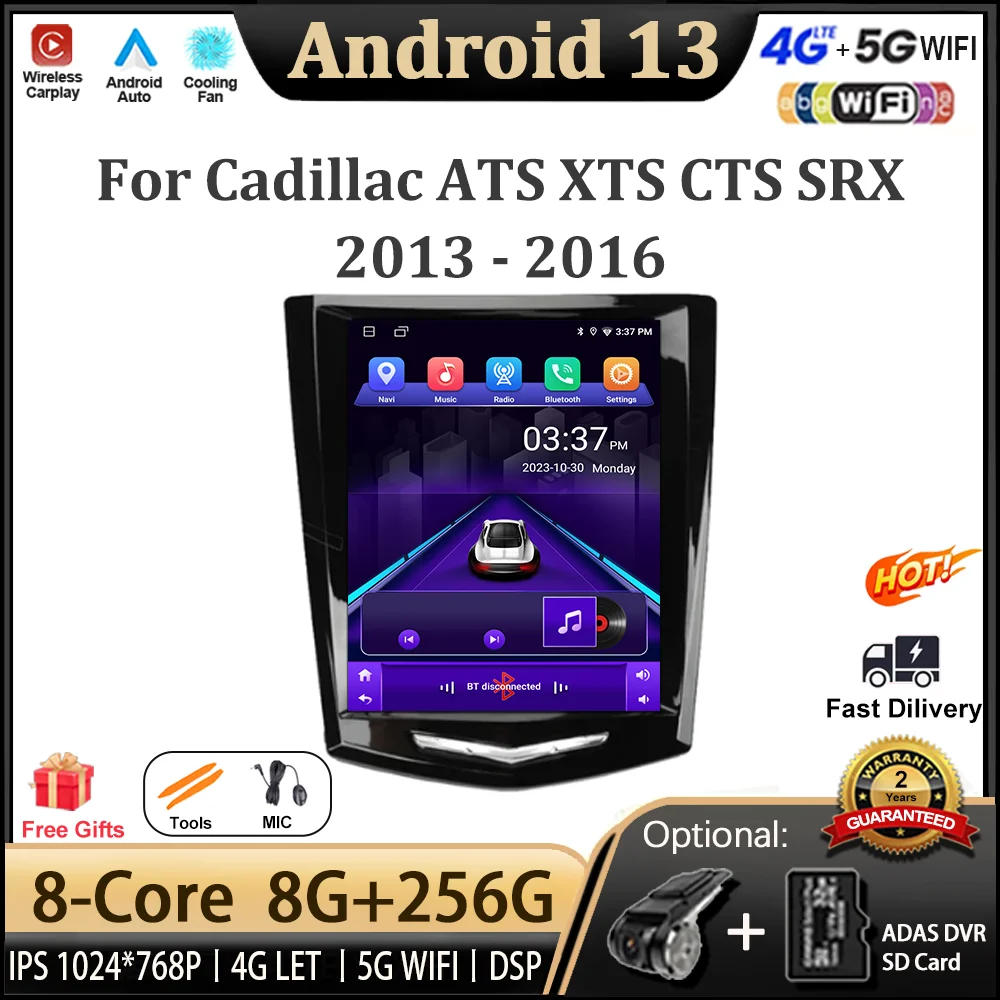 Android 13 Для Cadillac ATS XTS CTS SRX 2013-2016 Радио Автомобильный Мультимедийный Плеер Навигационный Экран DSP GPS WIFI Беспроводной Carplay