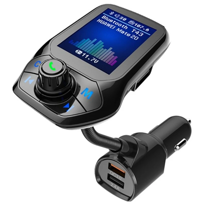 Bluetooth 5.0 FM-передатчик, автомобильный USB-MP3-плеер, беспроводная громкая связь, автомобильный аксессуар с быстрой зарядкой QC3.0 в автомобиле