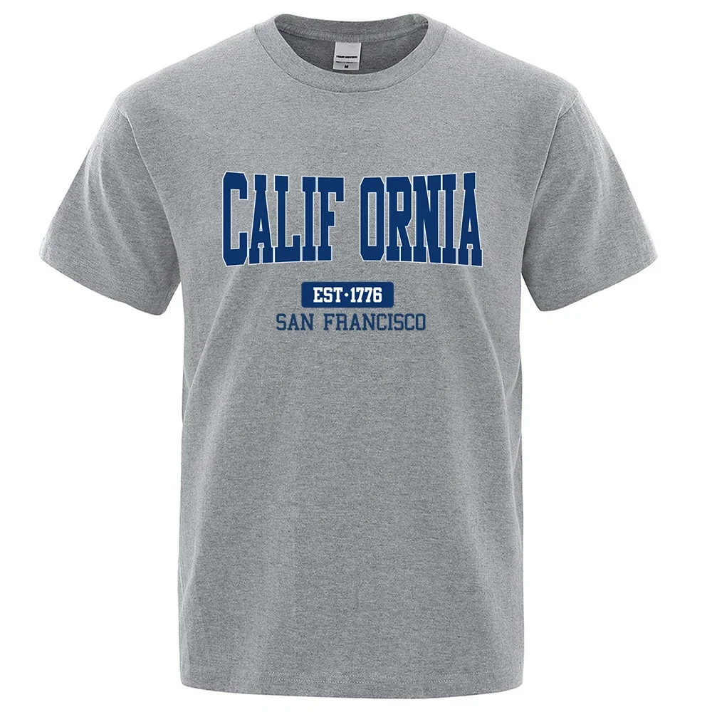 California Est.1776 Футболки с надписью San Francisco, Мужские повседневные свободные летние футболки из дышащего хлопка, модный забавный топ Оверсайз
