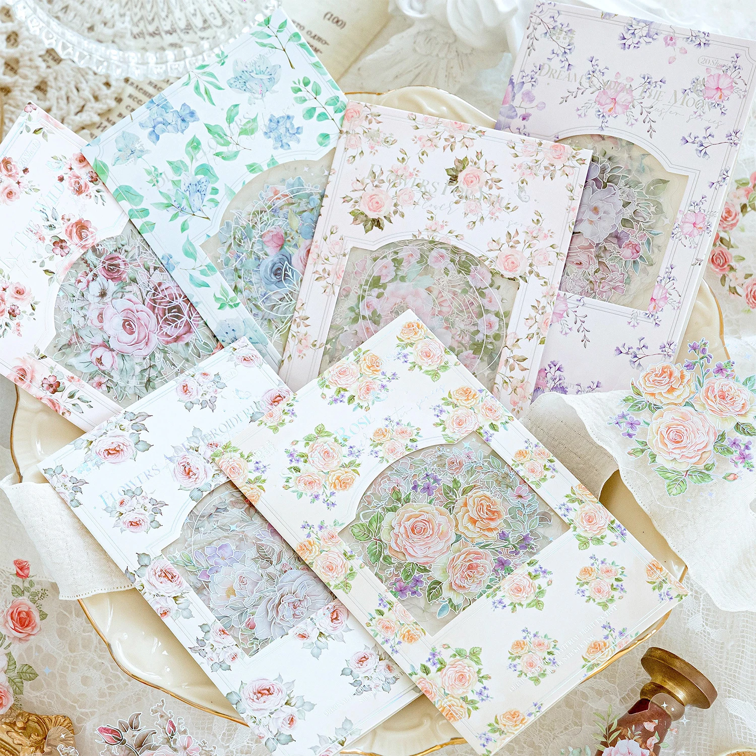 Card Lover 20 Шт [Серия Flower Cluster] Наклейки Для Журнала Эстетики Из Водонепроницаемой Бумаги / Набор Для Вырезок из Бумаги Washi Paper Sticker