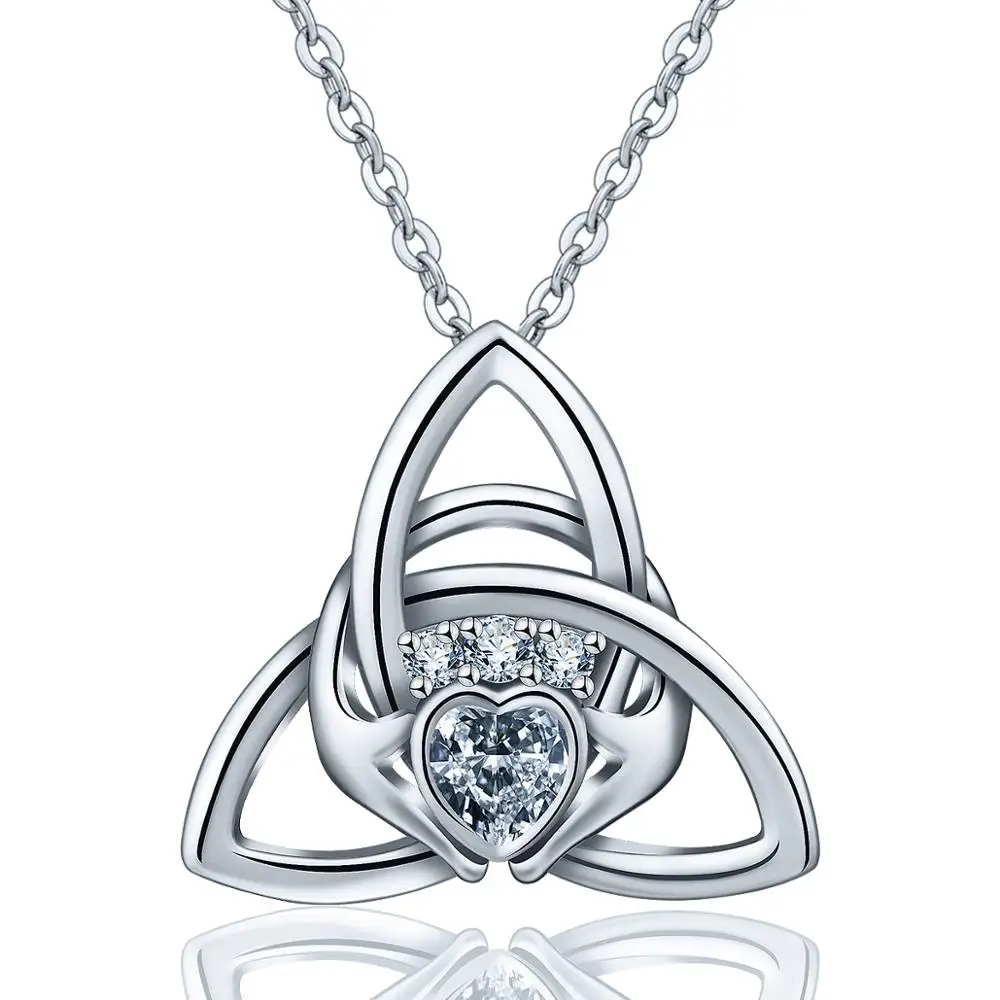 EUDORA Стерлинговое серебро 925 пробы, ожерелье с кельтским узлом Claddagh с кубическим цирконием, кельтское колье-чокер в подарок на День рождения
