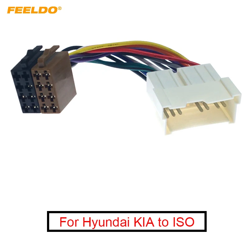 FEELDO Car Stereo Audio Conversion Проводная Вилка Адаптер для Hyundai KIA в ISO CD Жгут проводов Радио Оригинальные Головные устройства Кабель