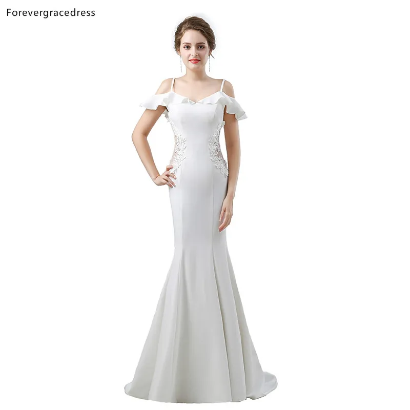 Forevergracedress, Сексуальные белые платья для выпускного вечера 2019, атласные вечерние платья Русалки, большие размеры, сшитые на заказ