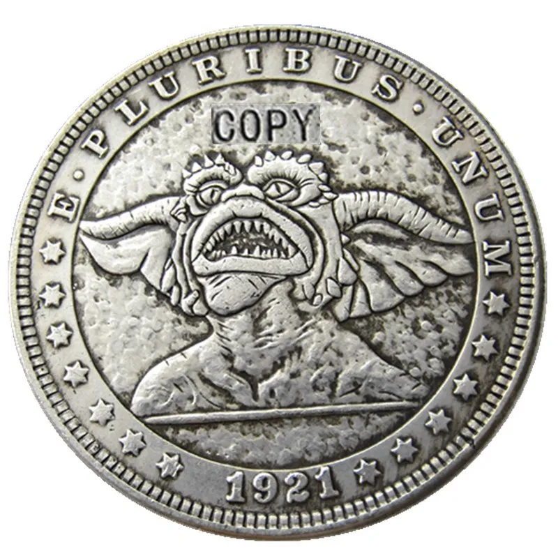 HB (65) Американский Хобо 1921 Морган Доллар череп зомби скелет Посеребренные копии монет