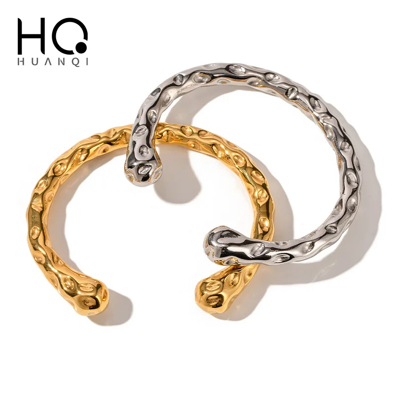 HUANQI Новый золотой цвет, нержавеющая сталь, модный открывающий браслет с рисунком молотка, браслет для женщин, пара Ретро-украшений, водонепроницаемый