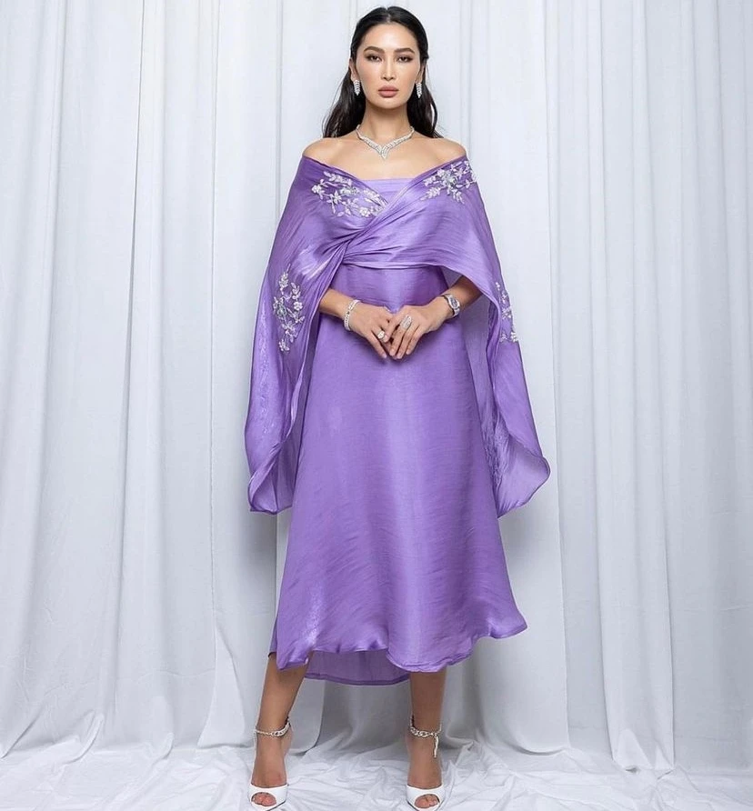 Lovestory Vestidos De Gala, Саудовская Аравия, Женская одежда, обертывания с аппликацией, платья для выпускного вечера, Чайная длина, Трапециевидные вечерние платья для особых вечеринок