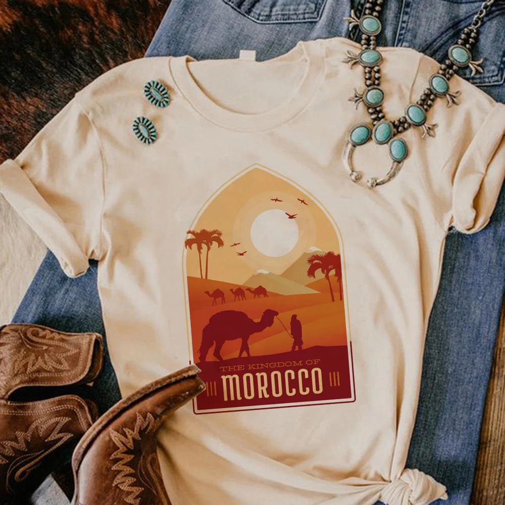 Maroc Morocco футболка женская Y2K графический забавный топ для девочек японская одежда