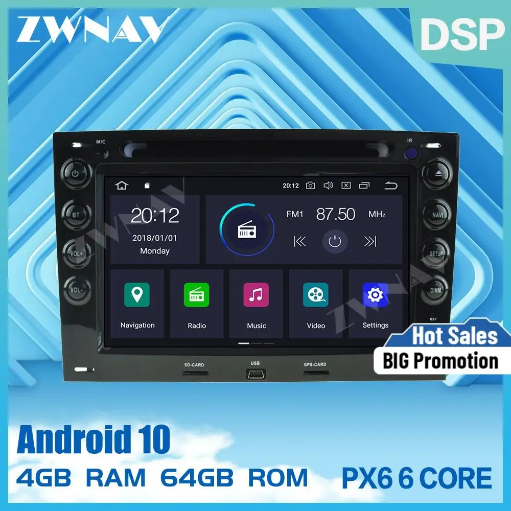 PX6 4 + 64G Android 10,0 Автомобильный стерео DVD-плеер GPS Глонасс Навигация для RENAULT MEGANE 2003-2010 Мультимедийное Радио wifi головное устройство