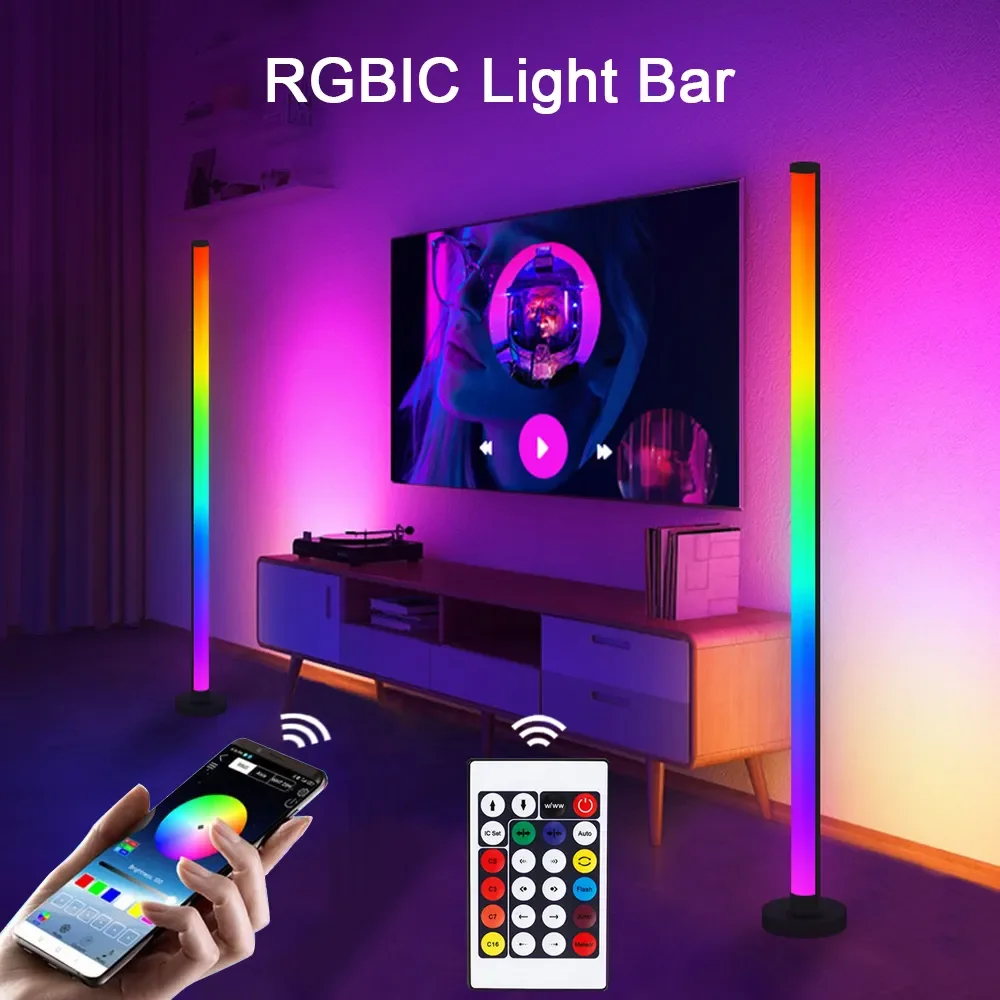 RGB Smart Led Light Bars 120 СМ Торшер Bluetooth App Control Music Sync Ночник для Спальни, Гостиной, Игровой комнаты