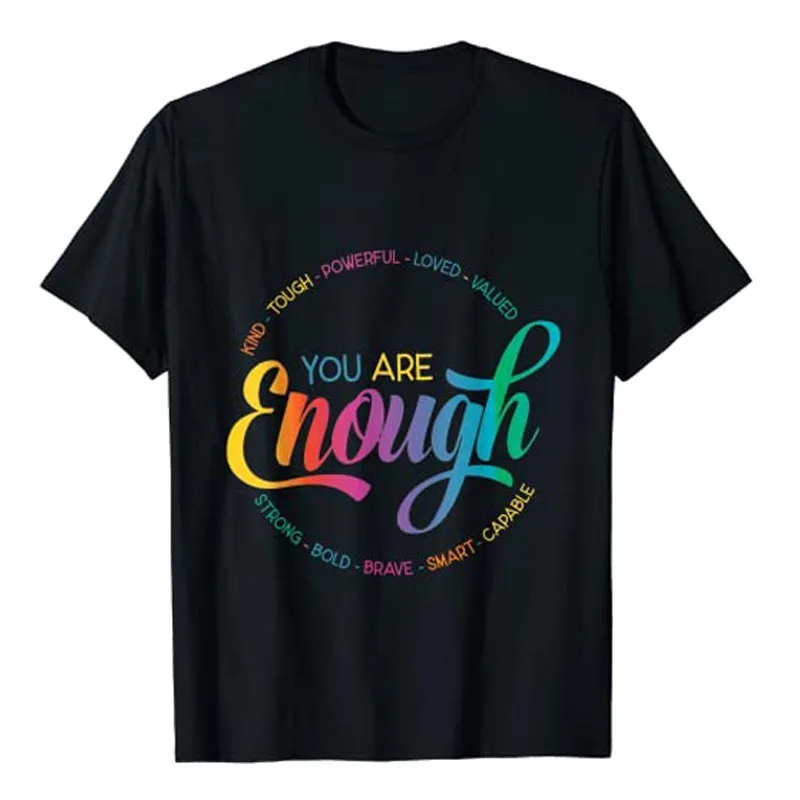 You Are Enough LGBT Pride Month Gay Lesbian Футболка Rainbow Ally С Изображением Лгбтк, Футболки, Подарки Для Лесбиянок, Транссексуалов, Бисексуальные Наряды