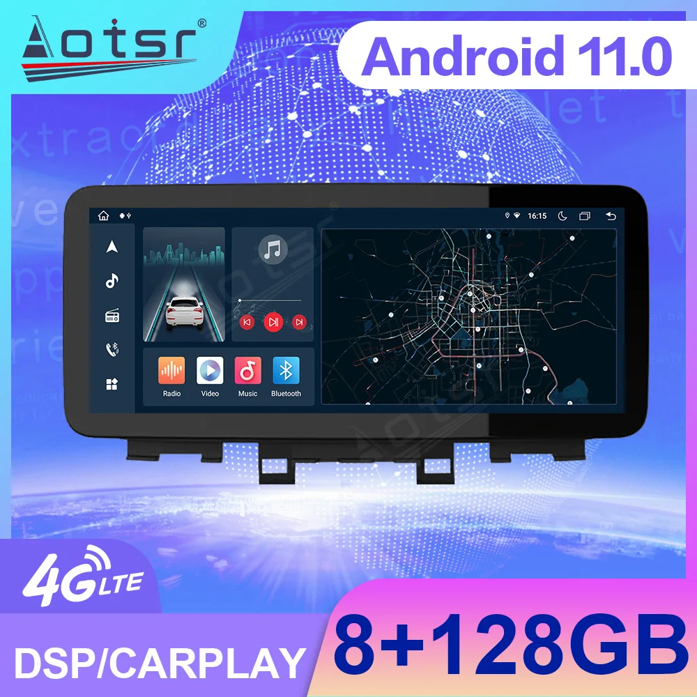 Автомагнитола с экраном Android 11 для Hyundai Kona 2018 2019 2020 2021 2022 GPS DSP Carplay Автомобильное мультимедийное стерео головное устройство