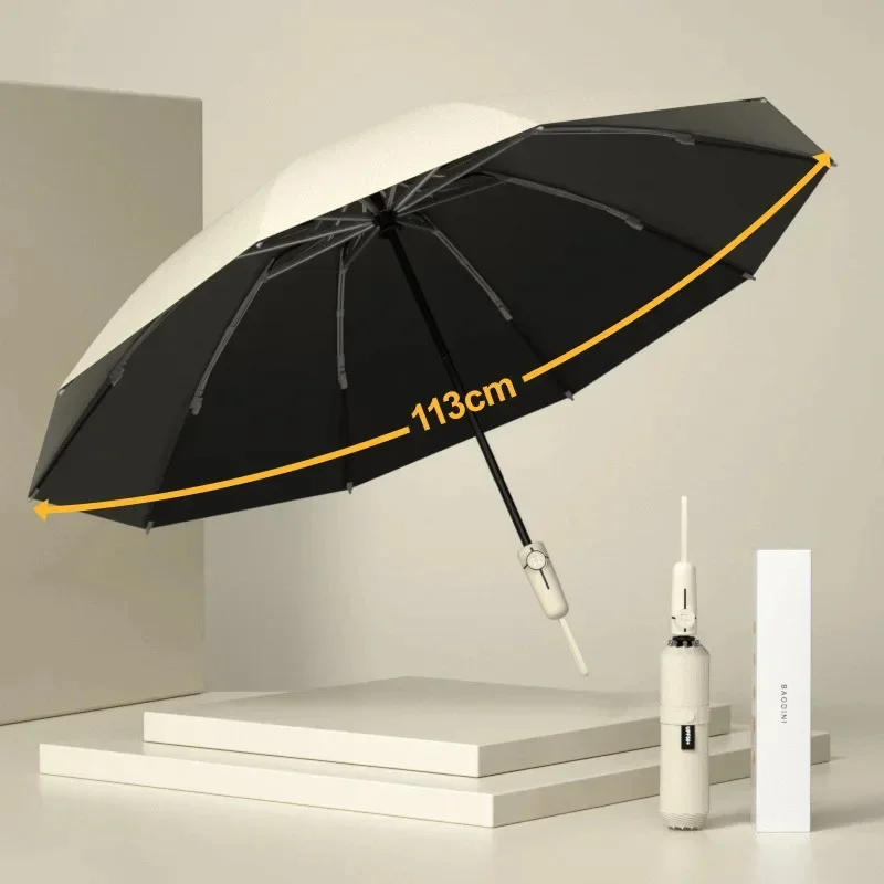 Автоматический зонт с защитой от ультрафиолета, Большой складной зонт от солнца, мужской Женский Черный резиновый зонт, Солнцезащитный Ветрозащитный прочный зонт