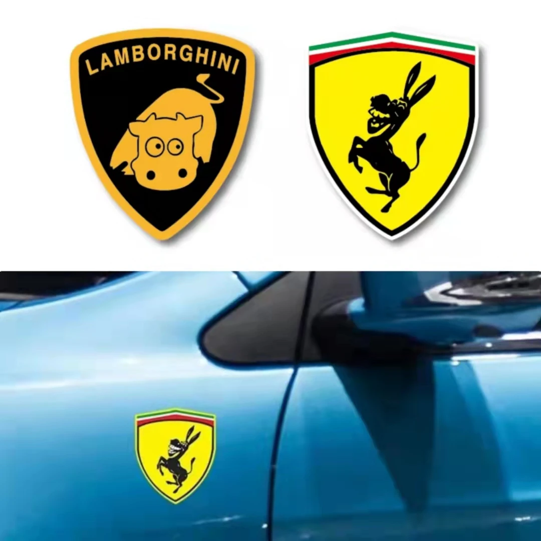 Автомобильная алюминиевая 3D креативная наклейка с логотипом Осла на экстерьер, розыгрыш для LP550 Ferrari, Эмблема Осла, Значок, Наклейка для стайлинга автомобилей, Аксессуары для наклеек