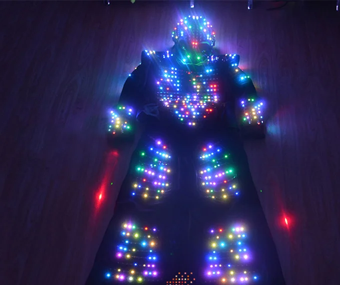 Активный спрос На светодиодные люминесцентные лампы Одежда Неоновое свечение Костюм робота DJ Ходунки Танцевальные костюмы