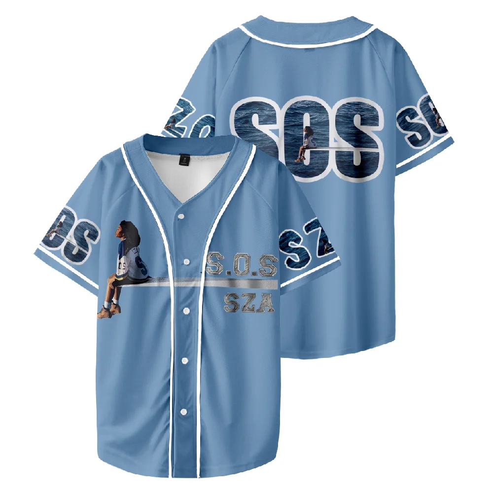 Бейсбольная футболка SZA JERSEY SOS New Album, женская / мужская мода, летние футболки с коротким рукавом и рисунком, уличная одежда, бейсбольная майка в стиле хип-хоп