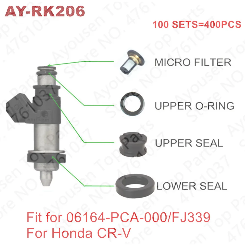 Бесплатная доставка 100 комплектов Комплекта для ремонта топливной форсунки для 06164-PCA-000 для Honda CRV CR-V 1999-2001 FJ339 для AY-RK206