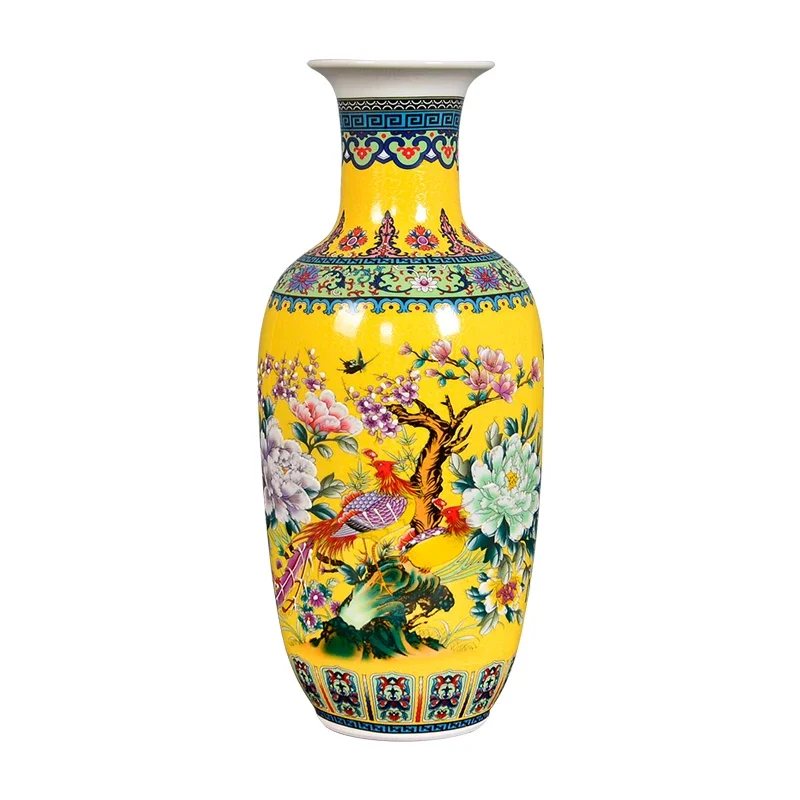 Большая напольная ваза с античной эмалью Цзиндэчжэнь, керамика, украшение гостиной в европейском стиле, китайская ваза для телевизора