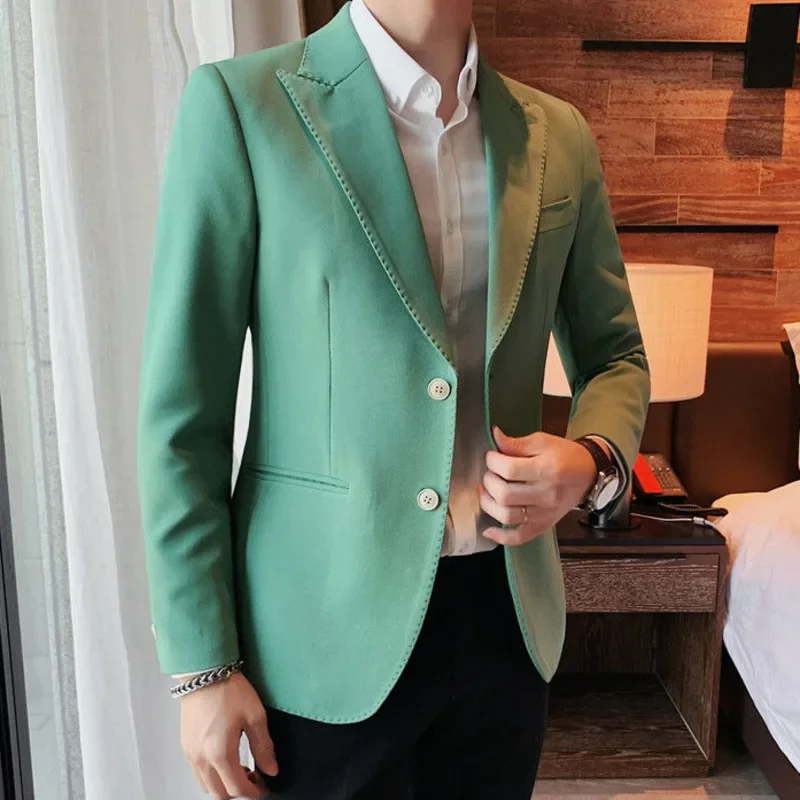 Весенне-зеленый винтажный однобортный блейзер Hombre Мужская уличная одежда, пиджак, Деловой повседневный костюм, Блейзер, пальто, Униформа