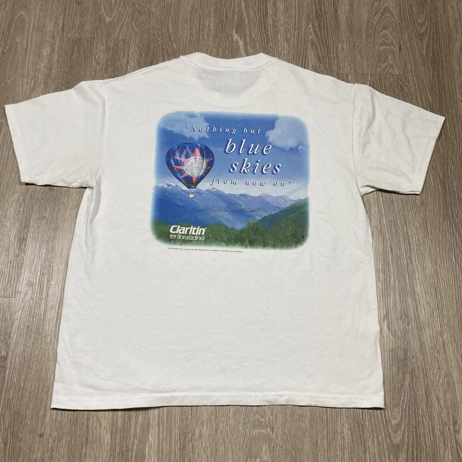 Винтажная рубашка Claritin L 90-х 00-х годов Blue Skies Лекарство от аллергии Аптечная футболка с длинными рукавами