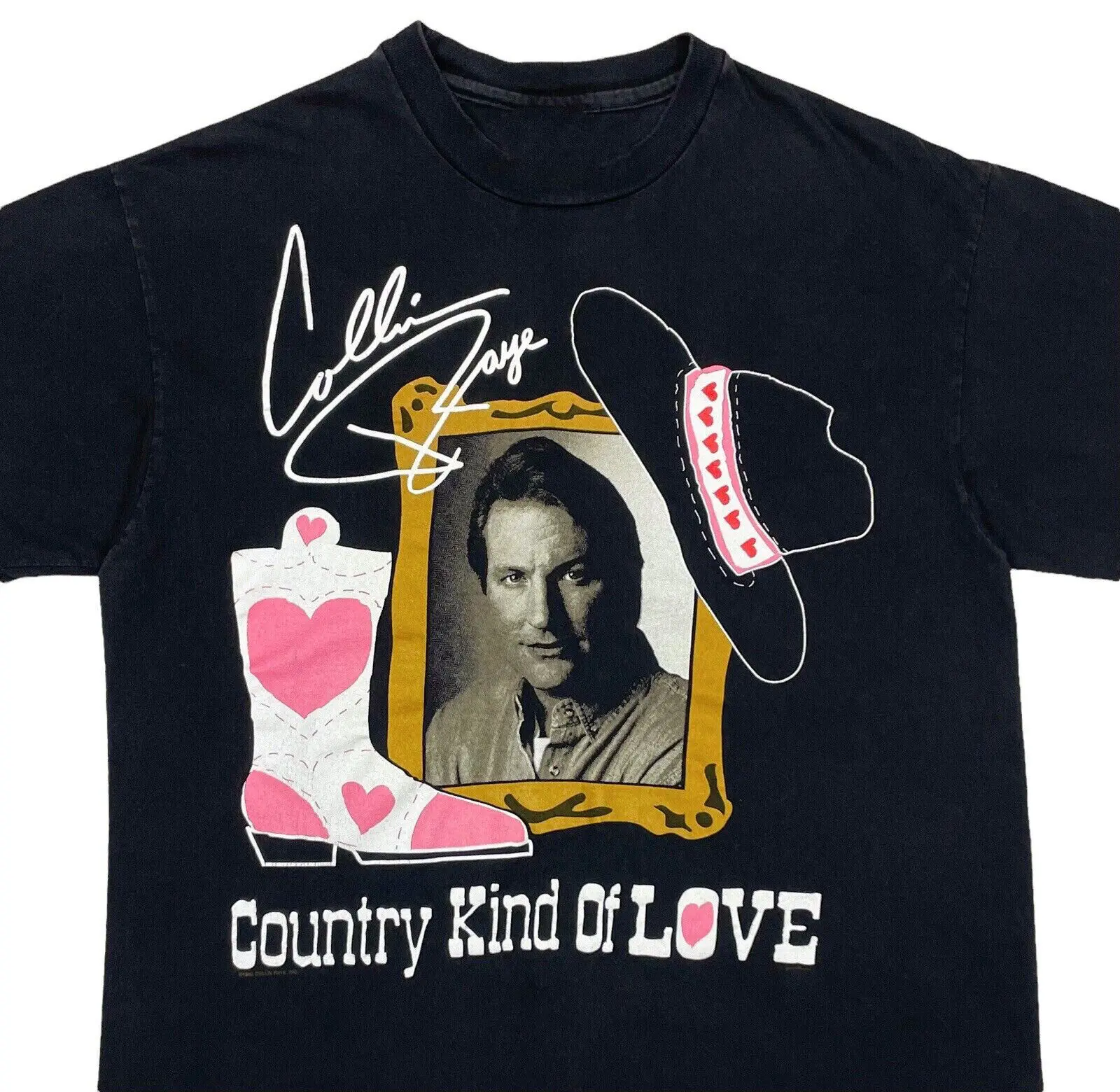 Винтажная Черная хлопчатобумажная рубашка HH358 с длинными рукавами Collin Raye Country Kind Of Love