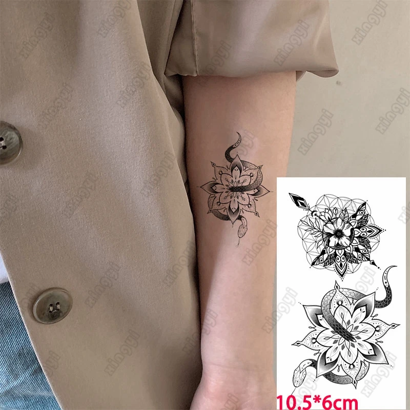 Водонепроницаемая временная татуировка-наклейка Маленькая Змея, стрела, Цветок, Солнце, флэш-татуировка, поддельная татуировка на запястье, рука для тела для женщин и мужчин