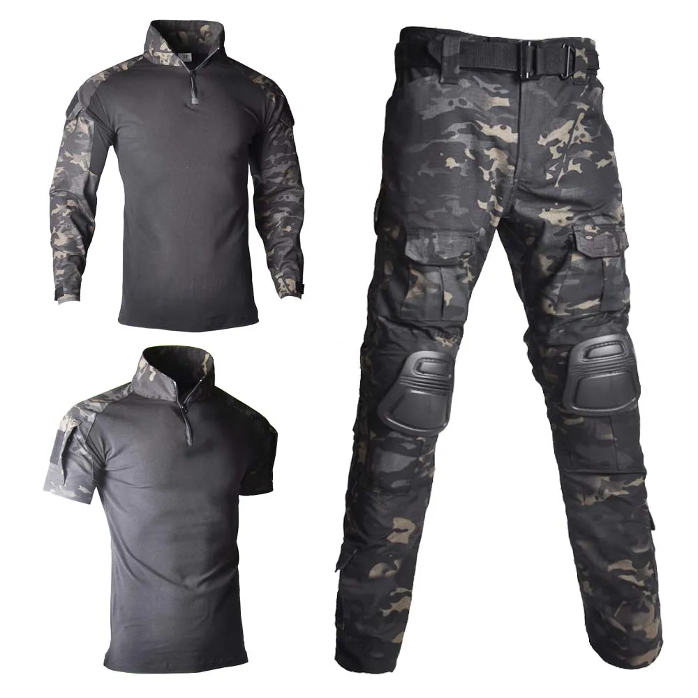 Военная форма для страйкбола, армейский камуфляж, тактические брюки, Армейская рабочая одежда для мужчин, боевая рубашка, охотничий костюм, Брюки-карго + колодки