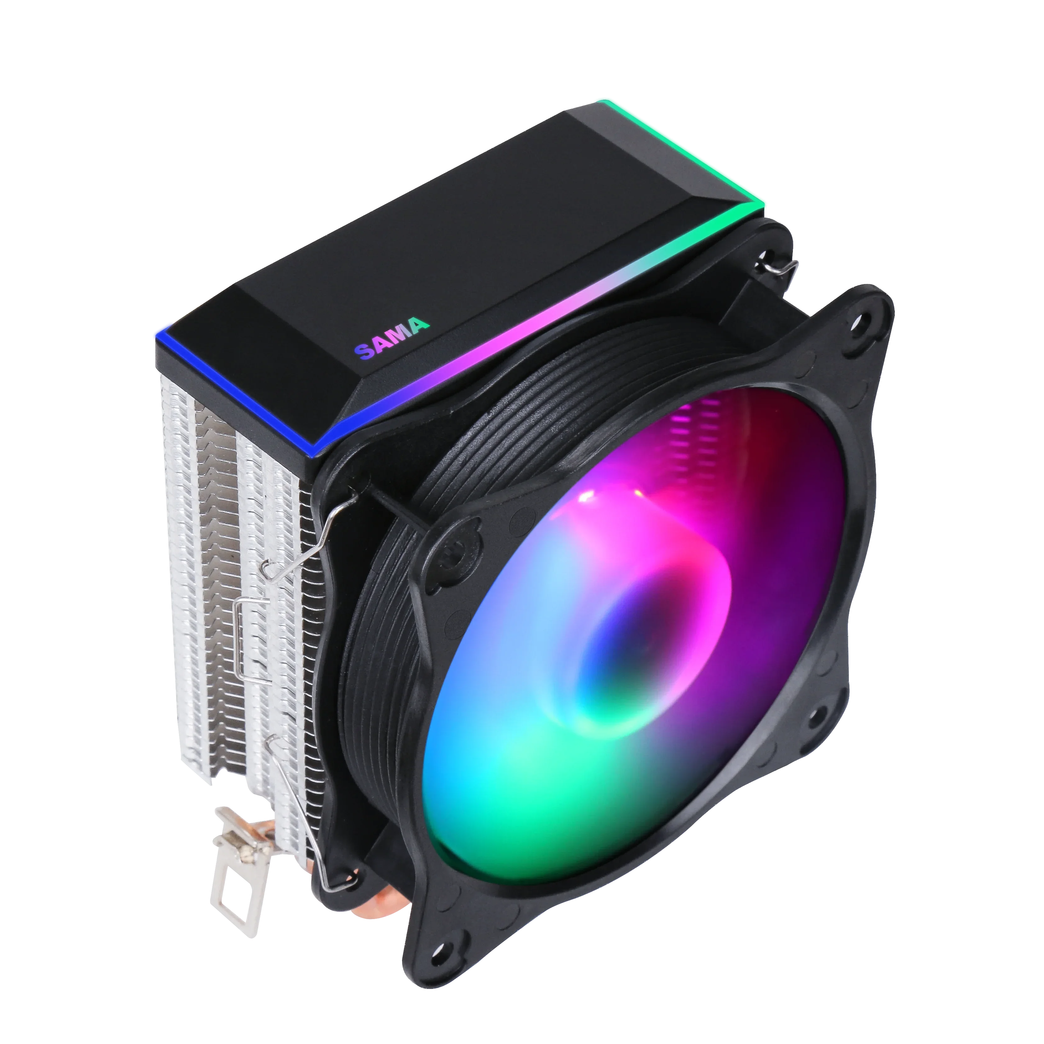 Воздушный охладитель процессора SAMA KA200DW RGB с 9-сантиметровым вентилятором, 2 медными тепловыми трубками для универсального радиатора охлаждения игрового компьютера AMD Intel, белый