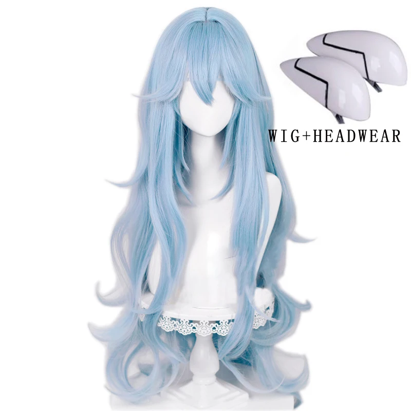 Высокое качество EVA Ayanami Rei Косплей Парик 80 см Светло-Голубые Длинные Волнистые Волосы Термостойкие Ролевые игры Gaia Косплей Парик + шапочка для парика