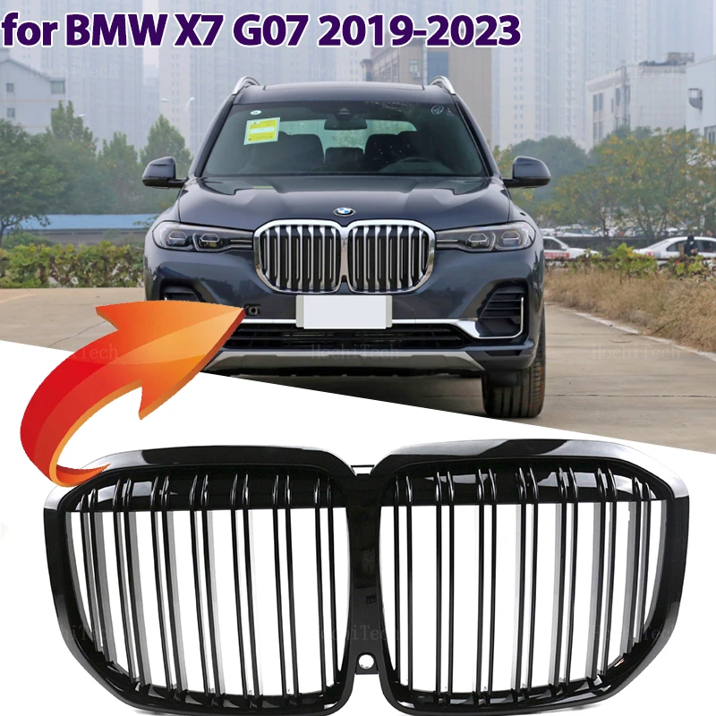 Высококачественная Почечная Решетка Переднего Бампера Автомобиля BMW X7 G07 2019-2023 Замена Автомобильных Аксессуаров Двойная Планка Черные Решетки