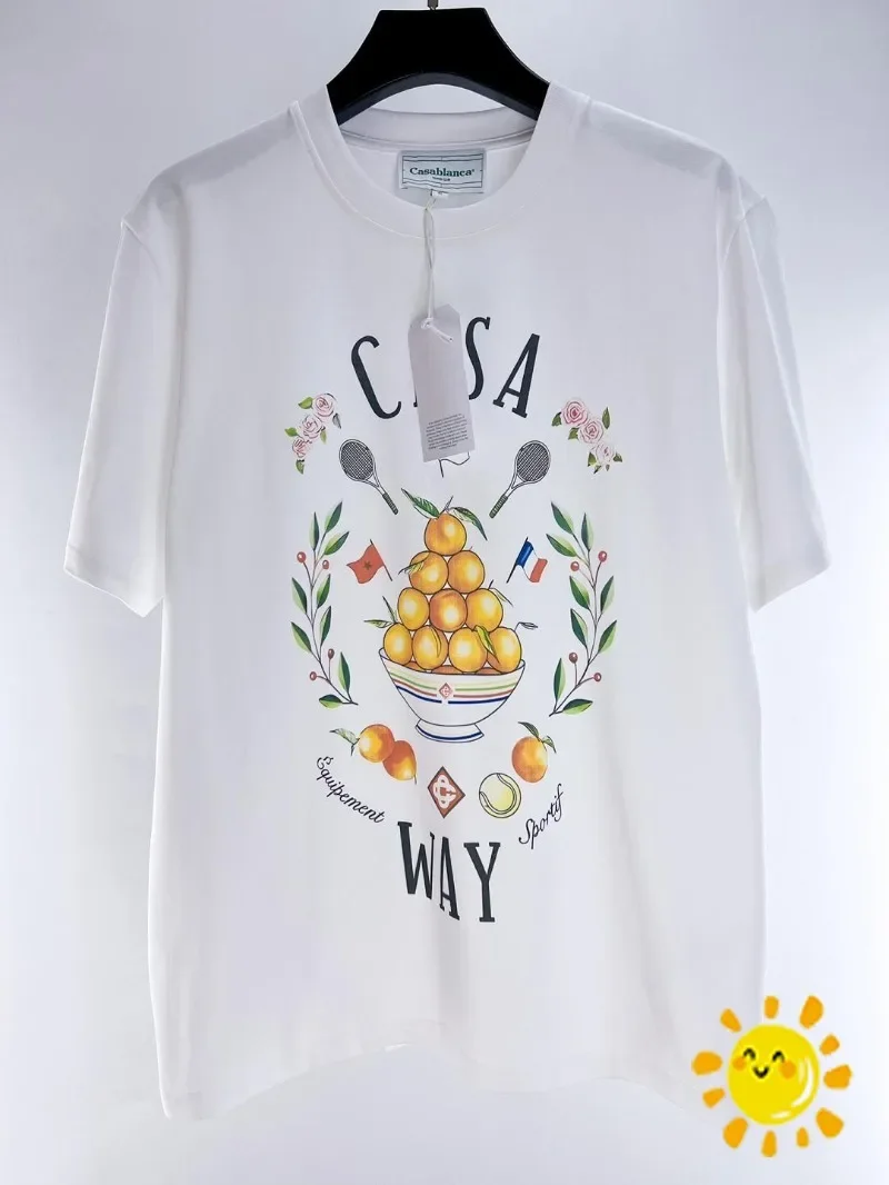 Высококачественная футболка CASA WAY Casablanca 1: 1 для мужчин и женщин, футболки с оранжевым принтом, топ-тройники