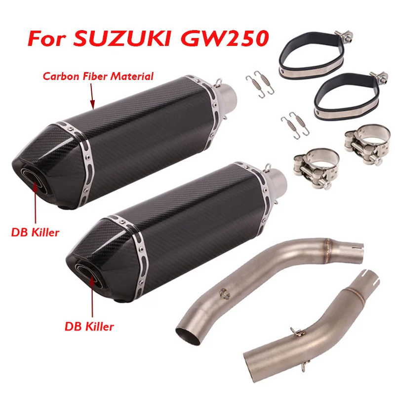 Глушитель выхлопных газов мотоцикла GW250, глушитель, аварийный наконечник, Соединительная трубка среднего звена для Suzuki GW250