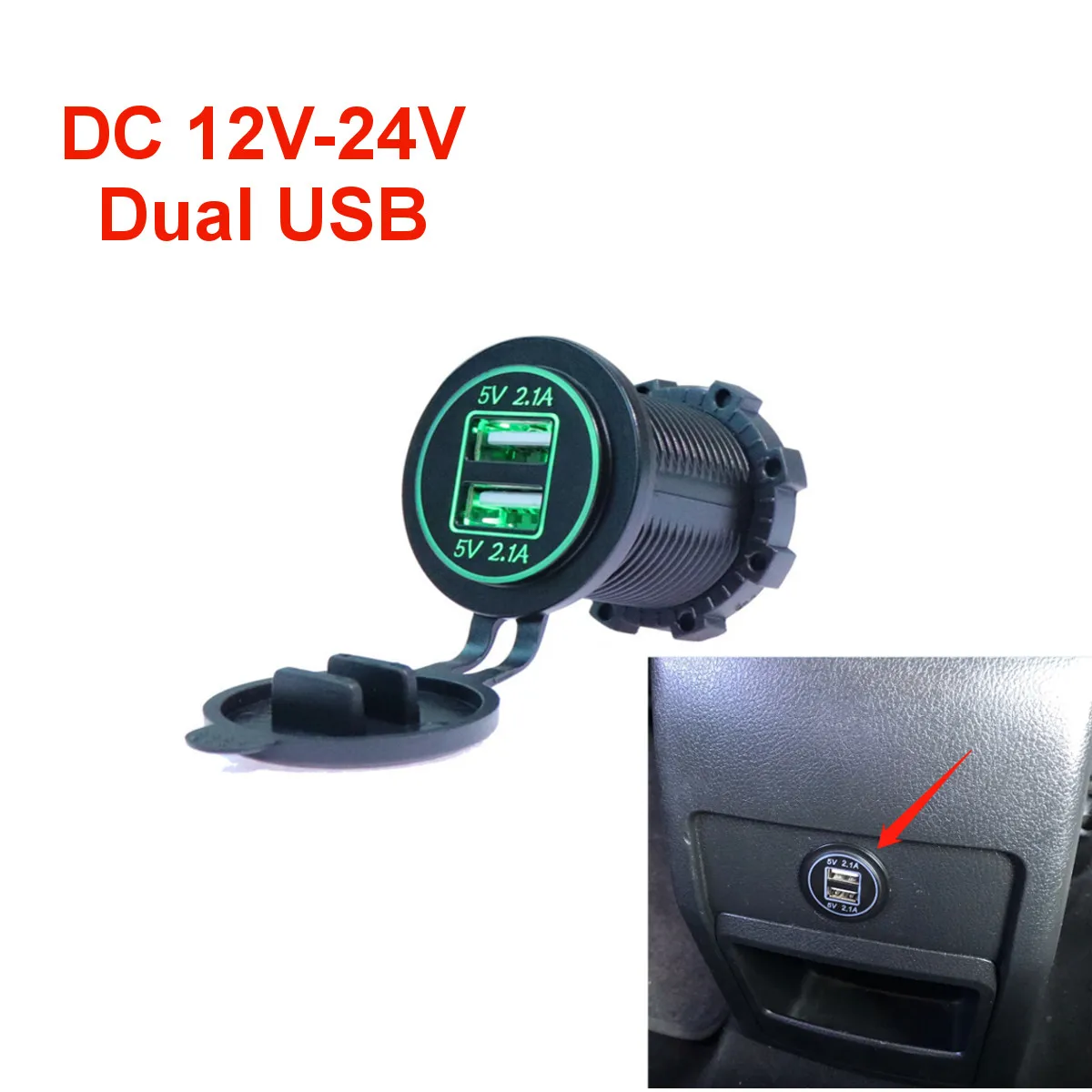 Гнездо автомобильного зарядного устройства DC 12V-24V с двумя USB-разъемами, Водонепроницаемый Огнестойкий светодиодный индикатор для Ipad Iphone MP3 GPS