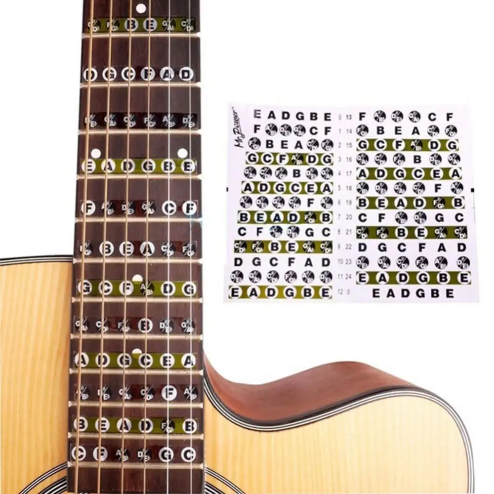 Горячая распродажа Портативный Гитарный Гриф Наклейка для Нот Музыкальная Шкала Гриф Для Начинающих Наклейки для Гитарных Гамм Наклейки для гитарных аккордов