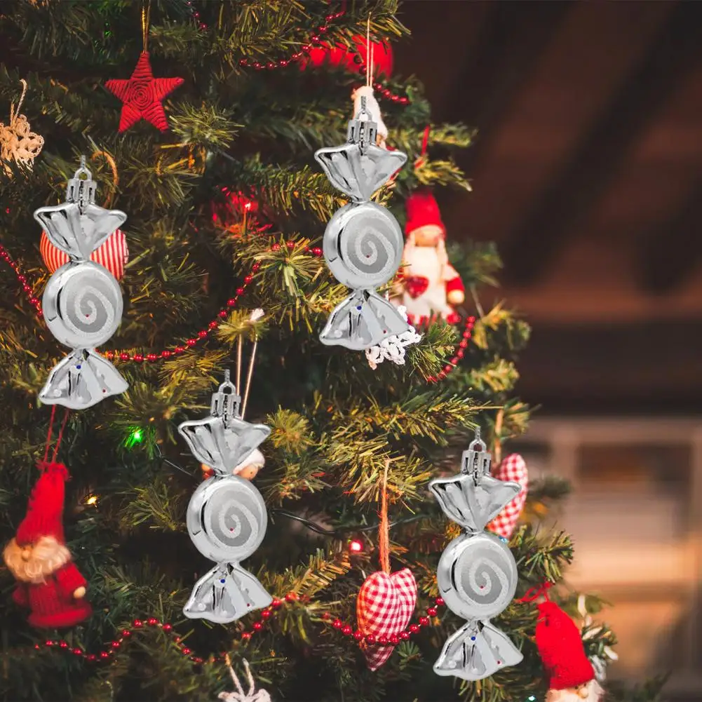 Декор из поддельных конфет, яркие украшения из конфет на Рождественскую елку, праздничный дизайн шнурка для подвешивания украшений, 6 шт. рождественских конфет